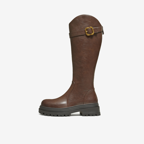 TATA/他她2025冬时尚百搭通勤女骑士靴新款7D283DG5