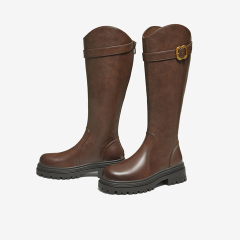 TATA/他她2025冬时尚百搭通勤女骑士靴新款7D283DG5