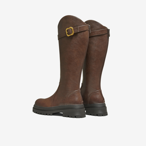 TATA/他她2025冬时尚百搭通勤女骑士靴新款7D283DG5