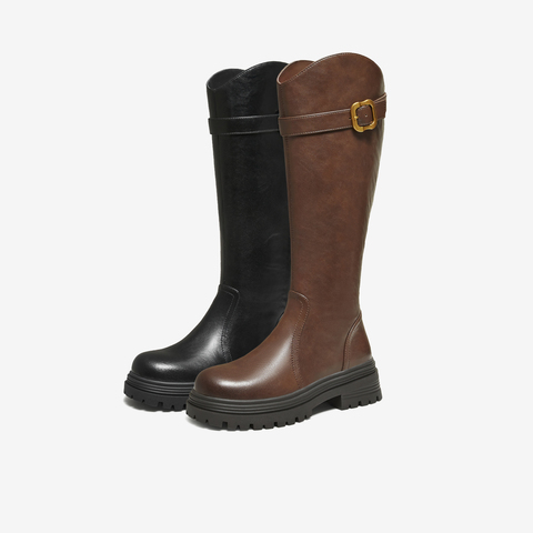 TATA/他她2025冬时尚百搭通勤女骑士靴新款7D283DG5