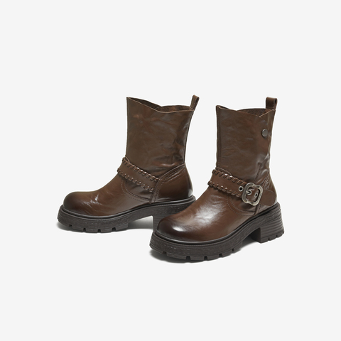 TATA/他她2025冬百搭通勤时装靴女休闲中靴新款UWQ01DZ5