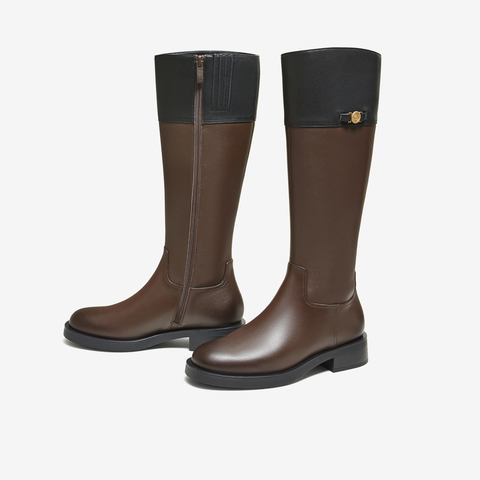 TATA/他她2025冬百搭时尚简约女骑士靴新款7TGC1DG5