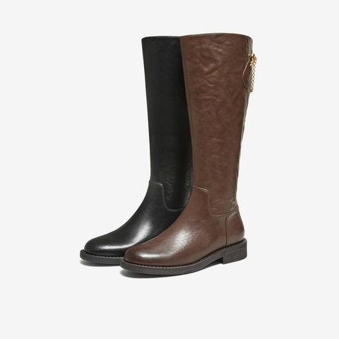 TATA/他她2025冬商场同款百搭时尚简约女骑士靴新款7TGA9DG5