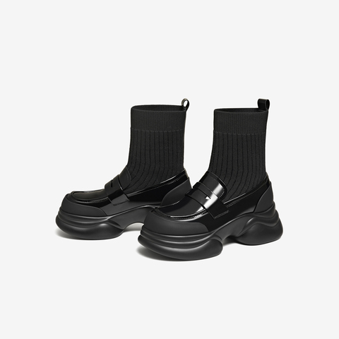 TATA/他她2025秋时尚休闲乐福袜靴女新款CCJ02CZ5