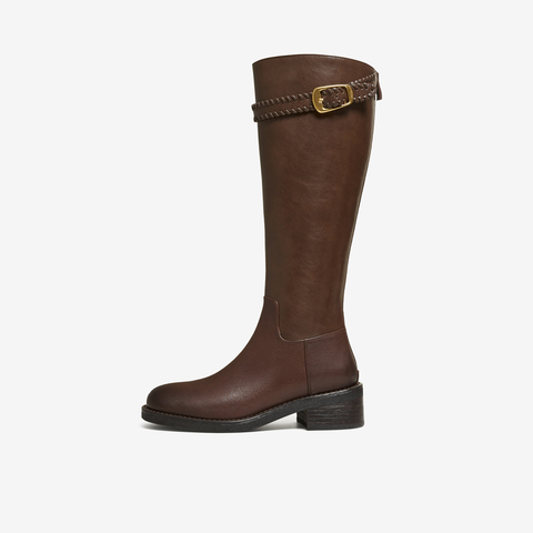 TATA/他她2025冬百搭时尚简约女骑士靴新款7J680DG5