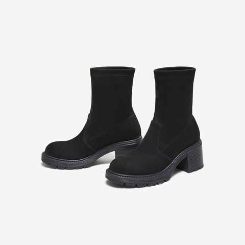 TATA/他她2025冬时尚休闲女靴百搭弹力靴新款XWX01DZ5