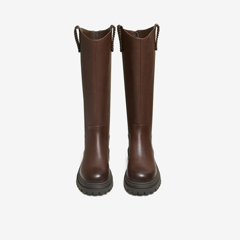 TATA/他她2025冬百搭时尚简约女骑士靴新款7D284DG5