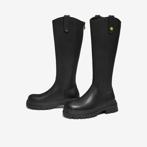 TATA/他她2025冬百搭时尚简约女骑士靴新款7D284DG5