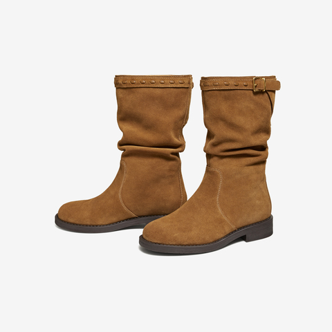 TATA/他她2025冬商场同款复古女时尚休闲靴新款7TG65DZ5