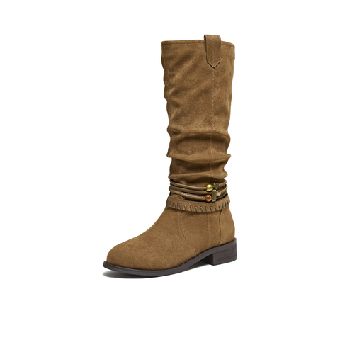 TATA/他她2025冬百搭通勤时装靴女休闲长靴新款