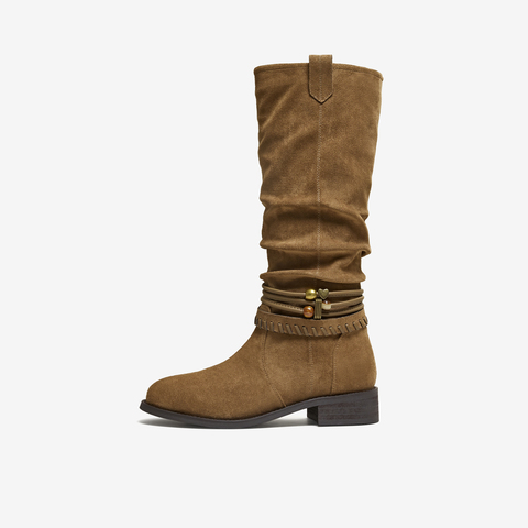 TATA/他她2025冬百搭通勤时装靴女休闲长靴新款