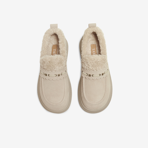 TATA/他她2025冬百搭时尚简约女毛毛单鞋新款YPF04DM5