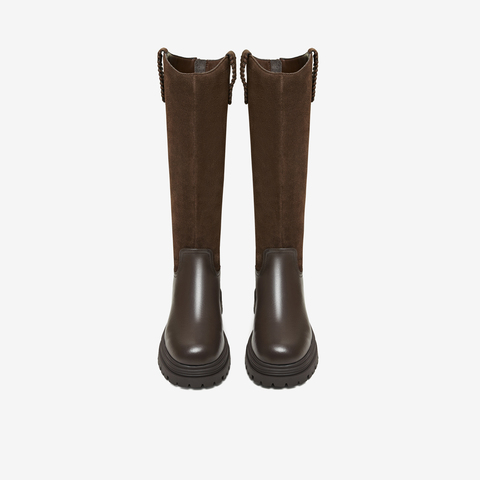 TATA/他她2025冬百搭时尚简约女骑士靴新款7D284DG5