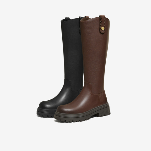 TATA/他她2025冬百搭时尚简约女骑士靴新款7D284DG5