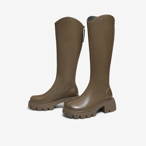 TATA/他她2025冬商场同款百搭时尚简约女骑士靴新款CAF01DG5