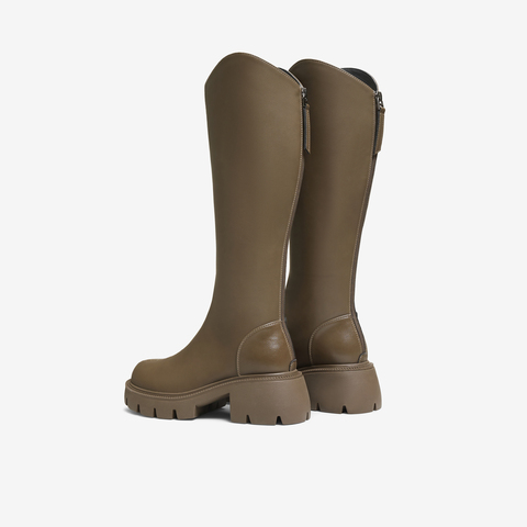 TATA/他她2025冬商场同款百搭时尚简约女骑士靴新款CAF01DG5