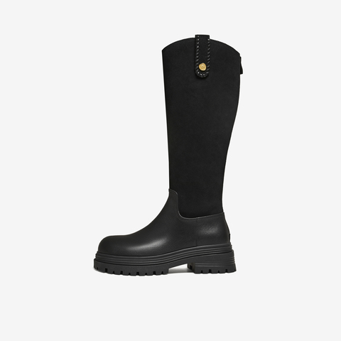 TATA/他她2025冬百搭时尚简约女骑士靴新款7D284DG5