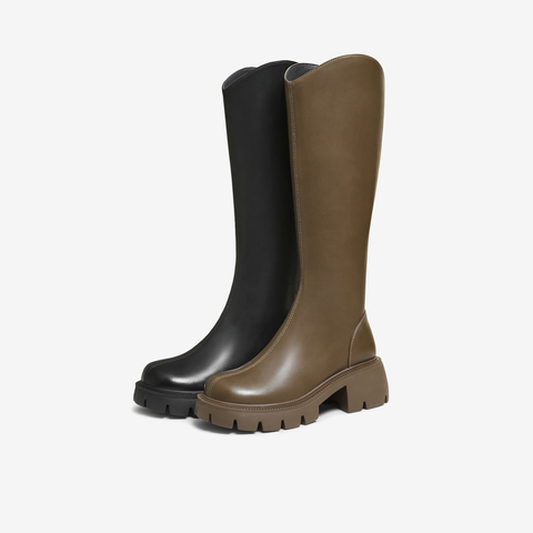 TATA/他她2025冬商场同款百搭时尚简约女骑士靴新款CAF01DG5