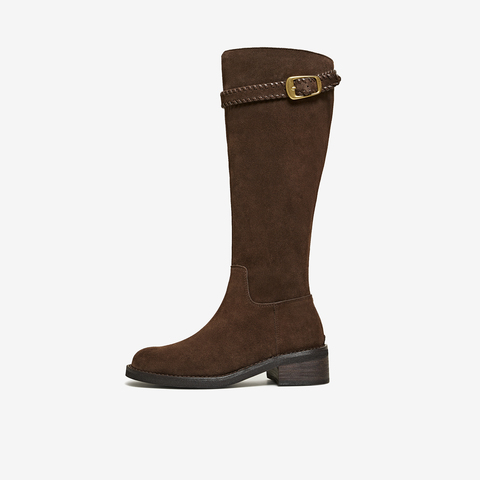 TATA/他她2025冬百搭时尚简约女骑士靴新款7J680DG5