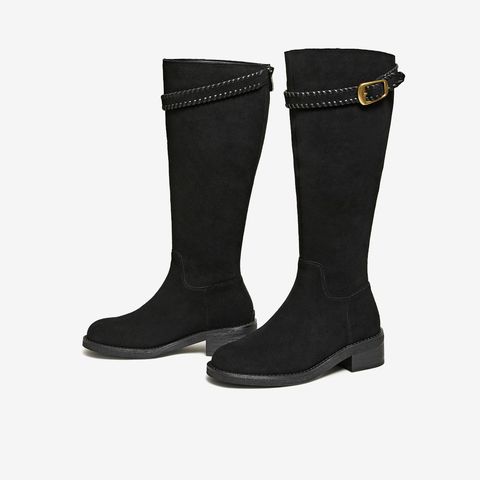 TATA/他她2025冬百搭时尚简约女骑士靴新款7J680DG5