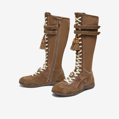 TATA/他她2025冬厚底阿甘鞋女百搭休闲新款高靴GWG01DG5