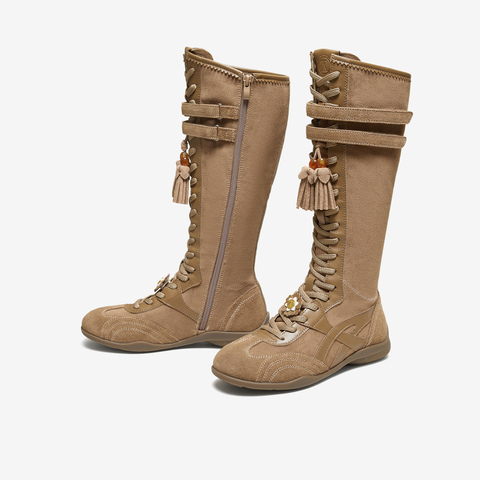 TATA/他她2025冬厚底阿甘鞋女百搭休闲新款高靴GWG01DG5