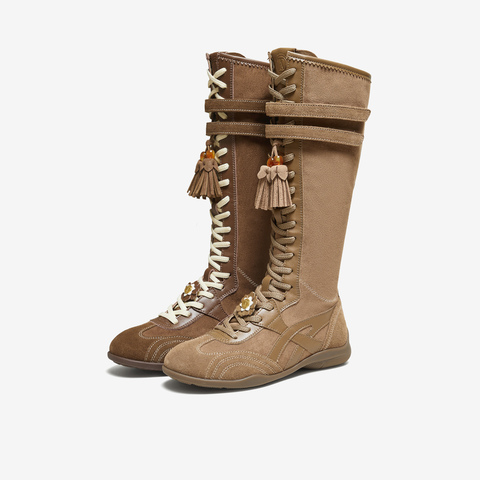 TATA/他她2025冬厚底阿甘鞋女百搭休闲新款高靴GWG01DG5