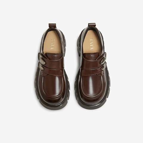 TATA/他她2026春商场同款时尚简约休闲圆头女乐福鞋新款CHY08AM6