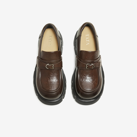 TATA/他她2026春商场同款时尚简约休闲女乐福鞋新款CHY06AA6