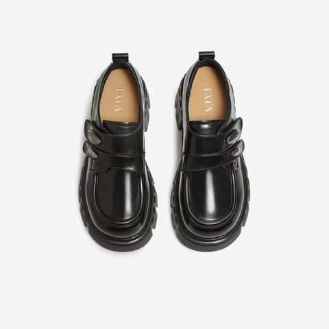 TATA/他她2026春商场同款时尚简约休闲圆头女乐福鞋新款CHY08AM6