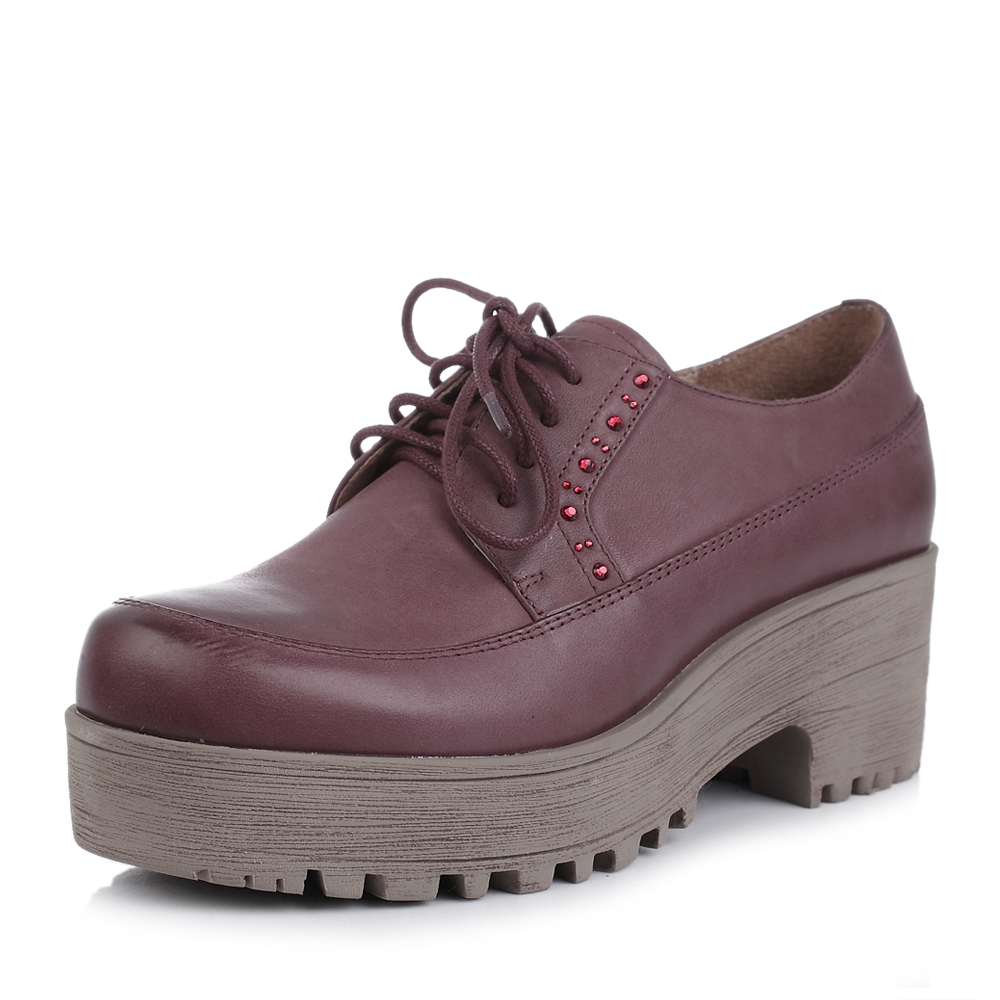 teenmix/天美意紫红色油蜡牛皮6jp47cm4女单鞋秋季