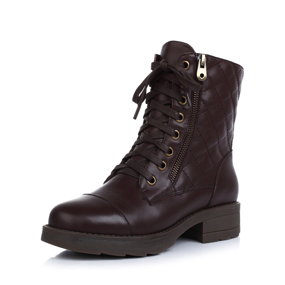 teenmix/天美意秋冬季啡色牛皮女中靴16-36cz4