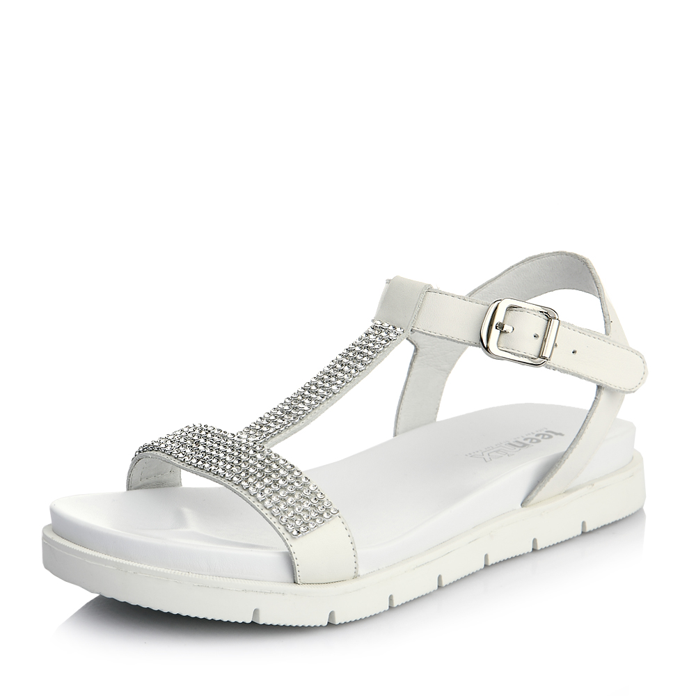 teenmix天美意白色水染轻摔牛皮女凉鞋夏季4227bl5