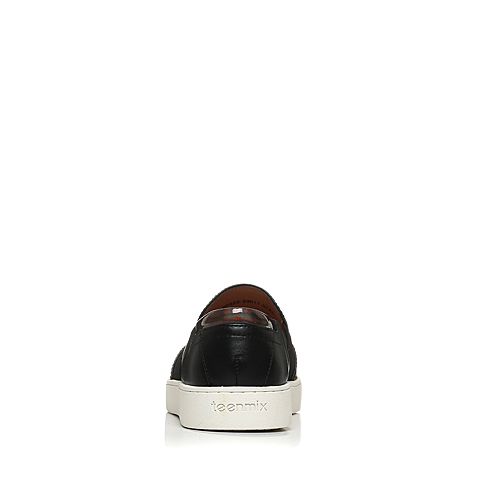 Teenmix/天美意秋季专柜同款黑/深灰色牛皮/PU女单鞋6P522CM6