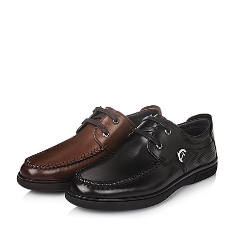 Teenmix/天美意秋季黑色牛皮商务休闲男单鞋F898TCM6