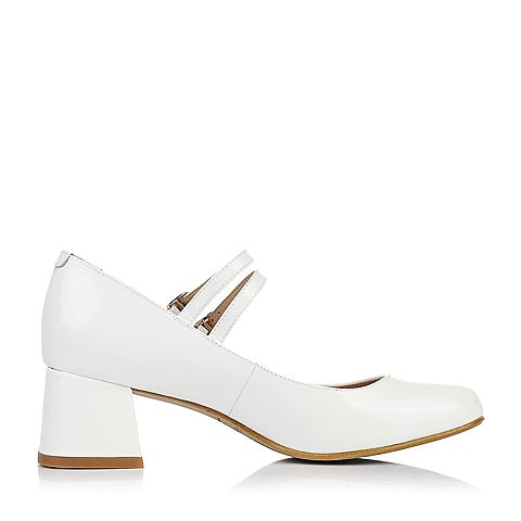 teenmix/天美意春季白色漆皮牛皮女单鞋6u802aq7