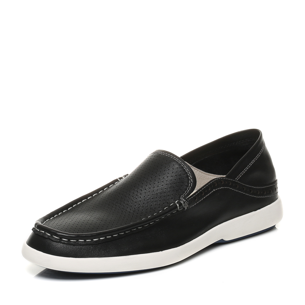 Teenmix/天美意夏专柜同款黑色牛皮商务休闲风乐福鞋男单鞋66F02BM7