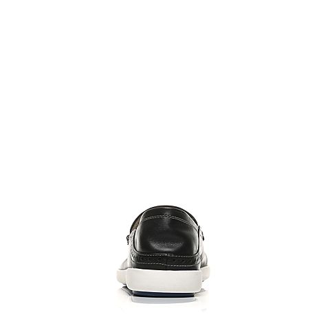 Teenmix/天美意夏专柜同款黑色牛皮商务休闲风乐福鞋男单鞋66F02BM7