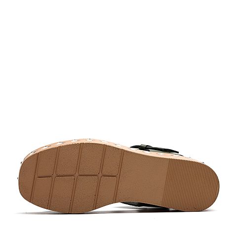 Teenmix/天美意夏军绿色牛皮时尚厚底女凉鞋29-27BL7