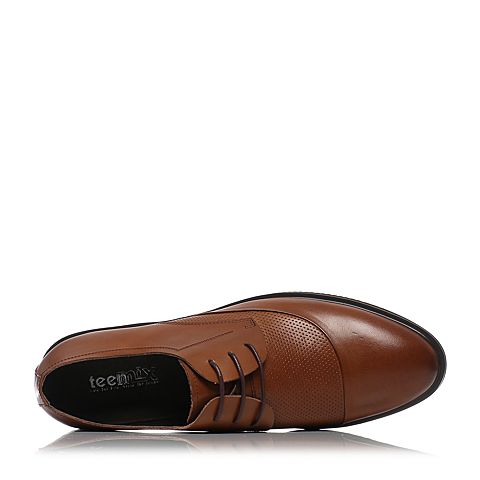 Teenmix/天美意夏专柜同款棕色牛皮商务英伦风德比鞋男正装鞋3CR02BM7