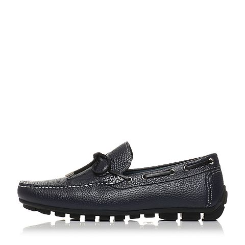 Teenmix/天美意夏蓝色牛皮时尚舒适乐福鞋男休闲鞋男鞋61-23BM7