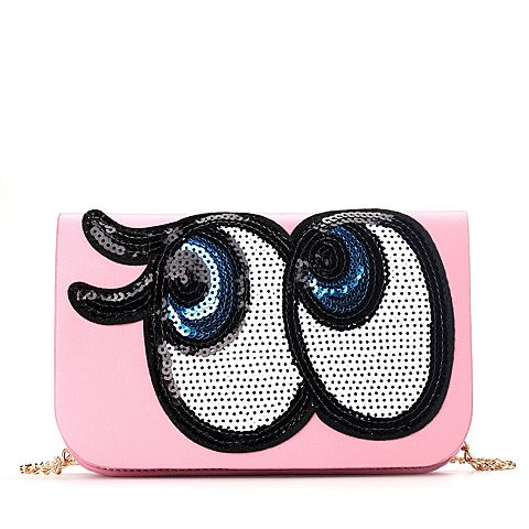 Teenmix/天美意夏浅粉色时尚亮片大眼睛小包女包BY02DBN7