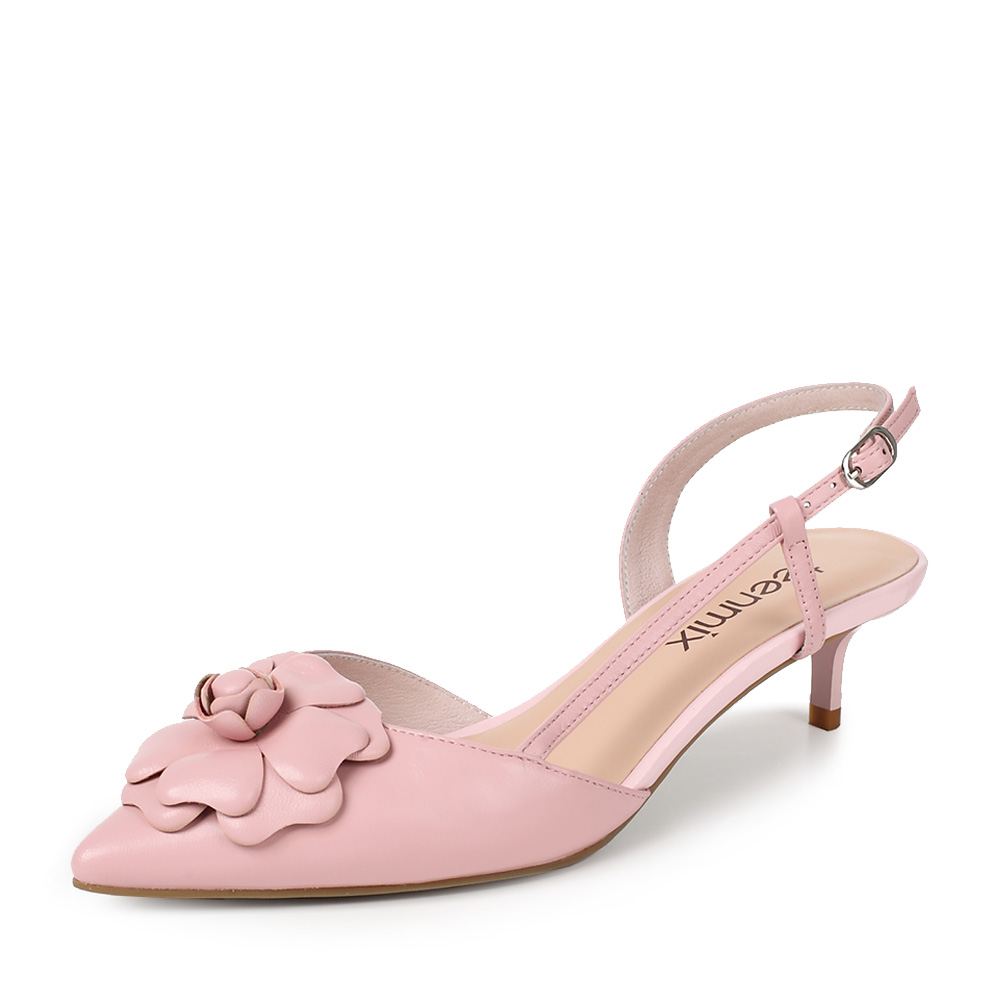 Teenmix/天美意夏粉色羊皮时尚尖头轻盈优雅猫跟鞋女凉鞋DSY01BH7