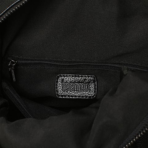 Teenmix/天美意冬季专柜同款黑色时尚字母织带女双肩包AA053DX7