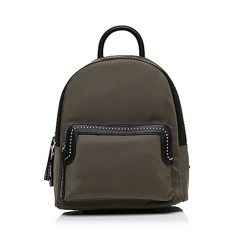 teenmix/天美意2018春专柜同款军绿/黑色时尚铆钉字母双肩包女包x1395