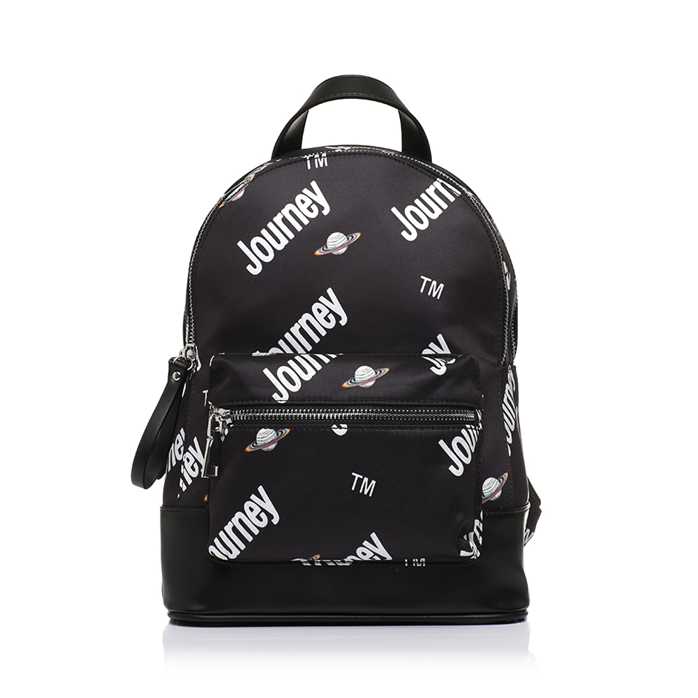 Teenmix/天美意春专柜同款黑色潮酷字母学院风双肩包女包X1434AX8