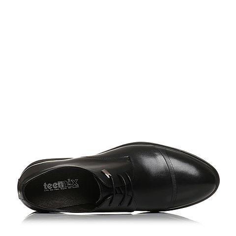 Teenmix/天美意春专柜同款黑色牛皮英伦风德比鞋男单鞋2FL01AM8