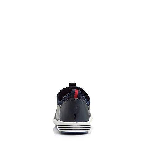 Teenmix/天美意夏专柜同款深兰色牛皮舒适平跟男休闲鞋67Q02BM8