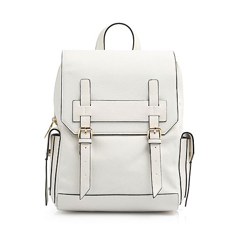 teenmix/天美意2018夏专柜同款白色休闲街头风双肩包女包x1439bx8