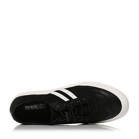 Teenmix/天美意夏专柜同款黑色牛皮时尚撞色平跟男休闲鞋2HX01BM8
